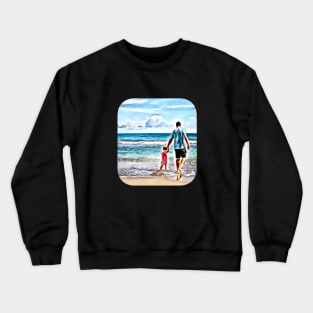 Father and child beach passive income make money Crewneck Sweatshirt